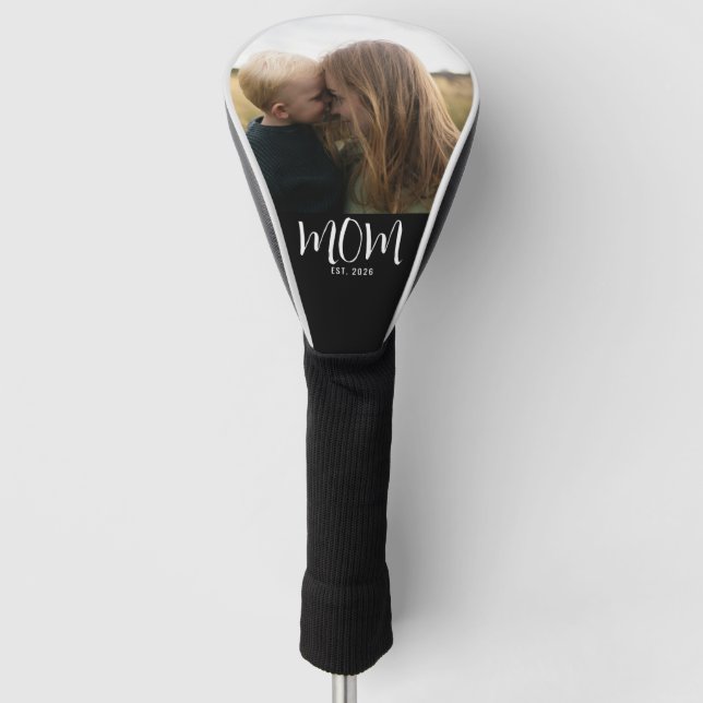 Mum Established Script Black Photo  Golf Head Cover (Front)