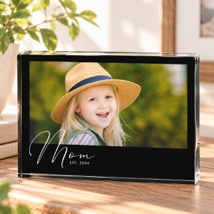Mum Established Script Black Photo New Mum Block