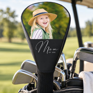 Mum Established Script Black Photo New Mum Golf Head Cover