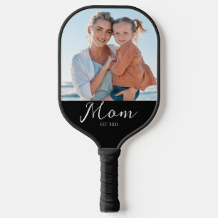 Mum Established Script Black Photo Pickleball Paddle
