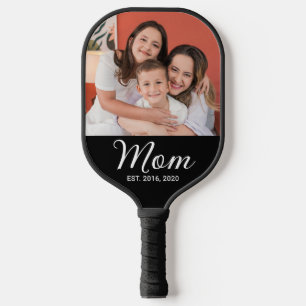 Mum Established Script Black Photo  Pickleball Paddle