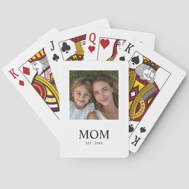 Mum Established Script Black Photo  Playing Cards (Back)