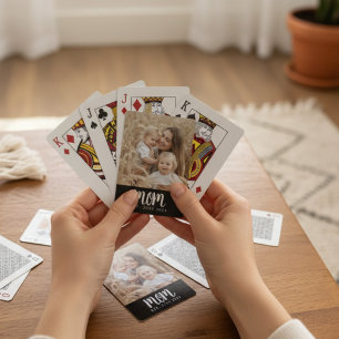 Mum Established  Script Black Photo Playing Cards
