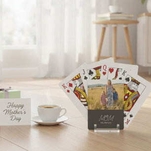 Mum Established Script Black Photo Poker Cards