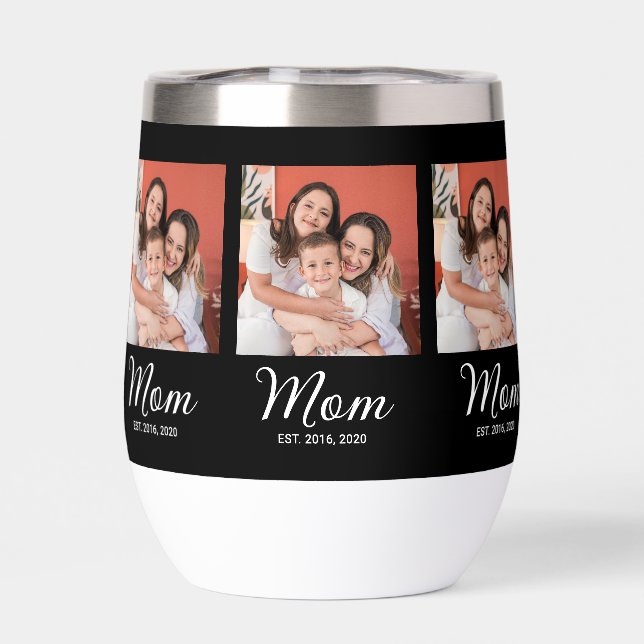 Mum Established Script Black Photo Thermal Wine Tu (Back)