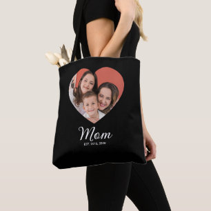 Mum Established Script Black Photo Tote Bag