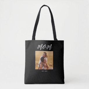 Mum Established Script Black Photo Tote Bag