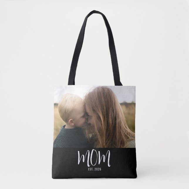 Mum Established Script Black Photo  Tote Bag (Front)