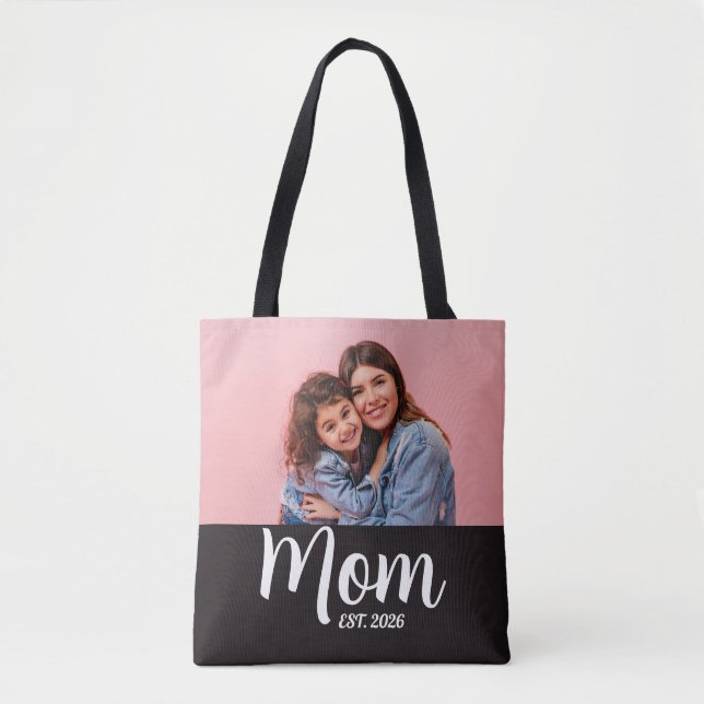 Mum Established Script Black Photo  Tote Bag (Front)