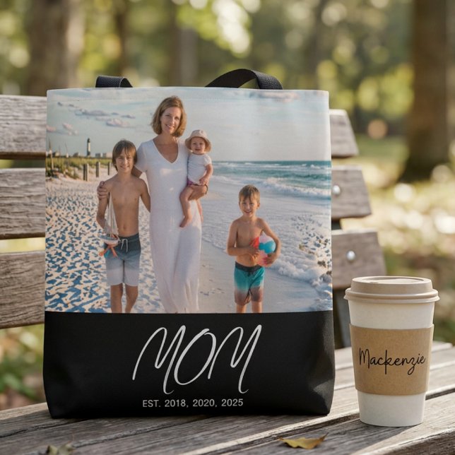Mum Established Script Black Photo Tote Bag (Creator Uploaded)