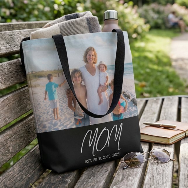 Mum Established Script Black Photo Tote Bag (Creator Uploaded)