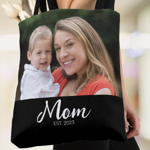 Mum Established Script Black Photo Tote Bag