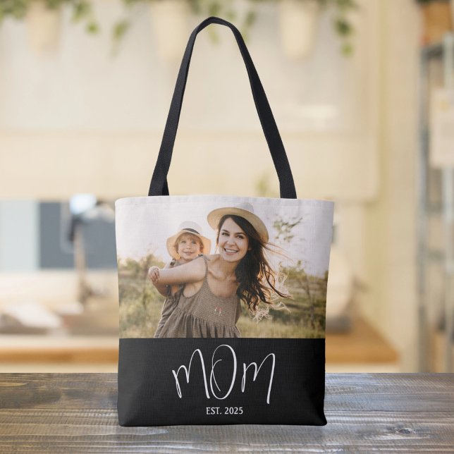 Mum Established Script Black Photo Tote Bag (Creator Uploaded)