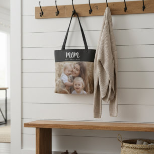 Mum Established Script Black Photo Tote Bag