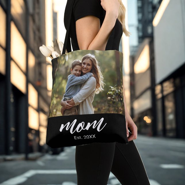 Mum Established Script Black Photo Tote Bag (Creator Uploaded)