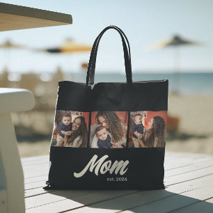 Mum Established Script Black Photo Tote Bag