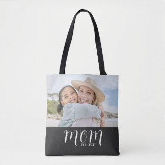 Mum Established Script Black Photo Tote Bag