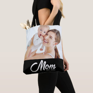 Mum Established Script Black Photo Tote Bag