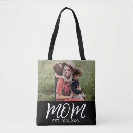 Mum Established Script Black Photo Tote Bag
