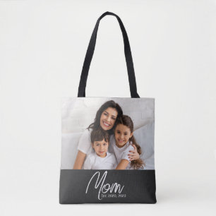 Mum Established Script Black Photo Tote Bag