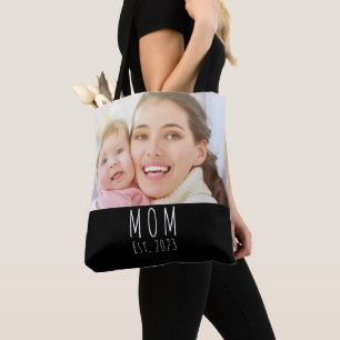 Mum Established Script Black Photo Tote Bag