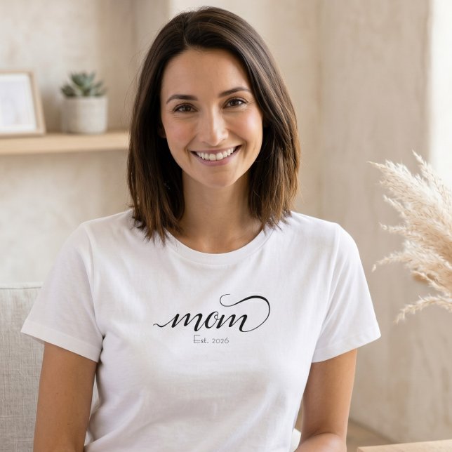 Mum Established Script Custom Black Year Mother  T-Shirt (Creator Uploaded)