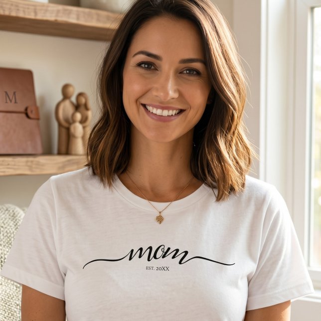 Mum Established Script Custom Black Year Mother  T-Shirt (Creator Uploaded)