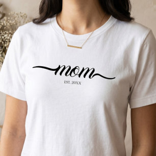 Mum Established Script Custom Black Year Mother T-Shirt
