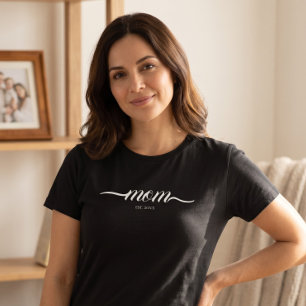 Mum Established Script Custom Black Year Mother T-Shirt