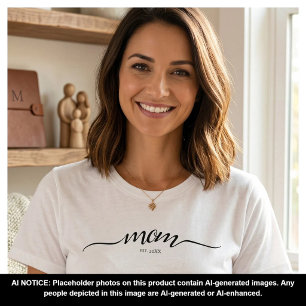 Mum Established Script Custom Black Year Mother T-Shirt