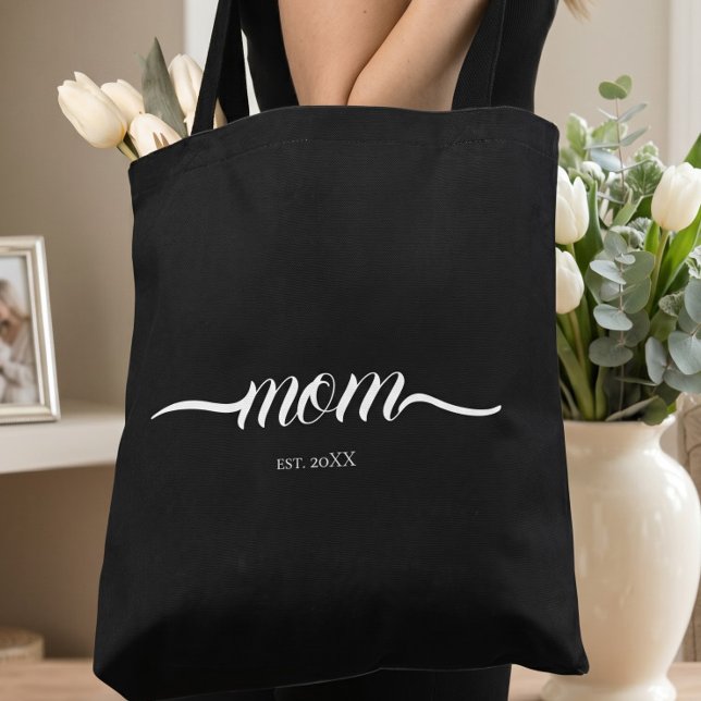 Mum Established Script Custom Year Mother  Tote Bag (Creator Uploaded)