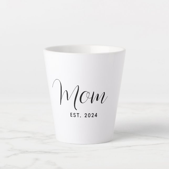 Mum Established Script Elegant Mothers Day Custom Latte Mug (Front)