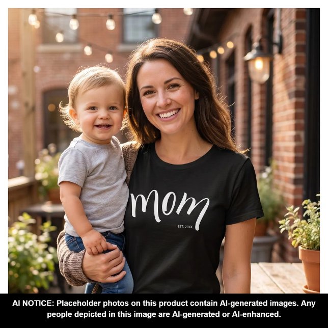 Mum Established Script Minimalist Year New Mama T-Shirt (Creator Uploaded)
