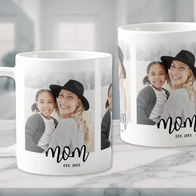 Mum Established Script Photo Gift Coffee Mug (Mom Established Script Photo Gift Coffee Mug)