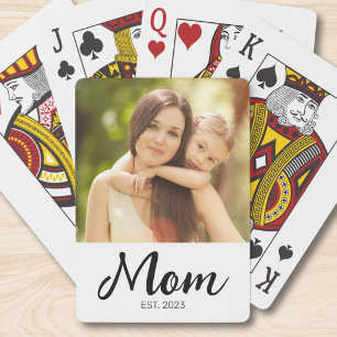 Mum Established Script Photo Playing Cards