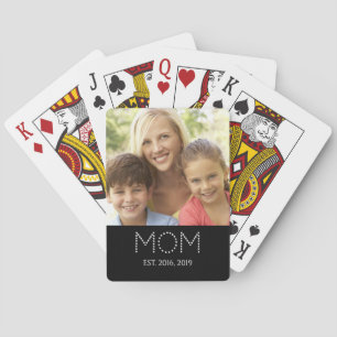 Mum Established Script Photo Playing Cards
