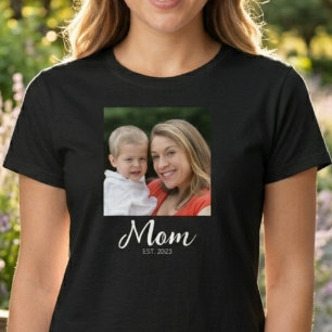 Mum Established Script Photo  T-Shirt