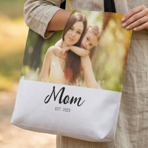 Mum Established Script Photo  Tote Bag