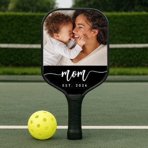 Mum Established Script Typography Photo Pickleball Paddle