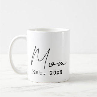 Mum Established Simple Elegant Script New Mum Coffee Mug