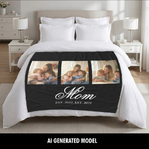 Mum Established Three Photo Family Legacy Fleece Blanket