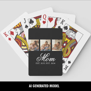 Mum Established Three Photo Family Memories Playing Cards