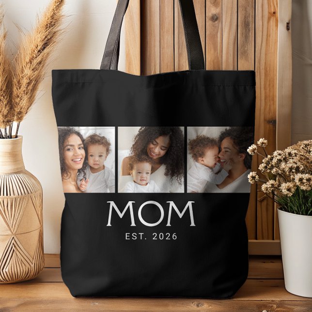 Mum Established Typography Black 3 Photo Tote Bag (Creator Uploaded)