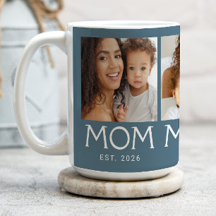 Mum Established Typography Blue 3 Photo Coffee Mug