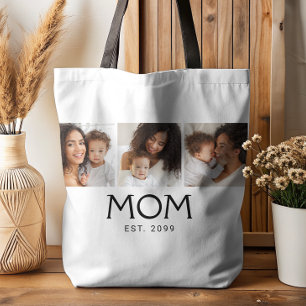 Mum Established Typography White 3 Photo Tote Bag