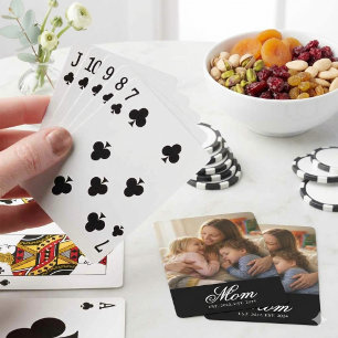 Mum Established White Elegant Script Photo Playing Cards
