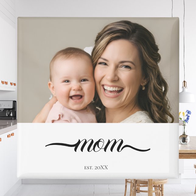 Mum Established White Photo Custom Year  Magnet (Creator Uploaded)