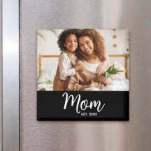 Mum Established White Script Photo Gift Simple Fun
