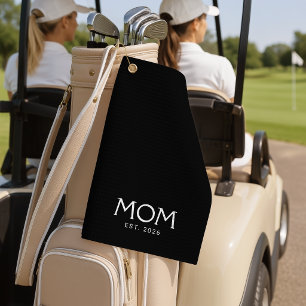 Mum Established Year New Mum Gift Black White Golf Towel