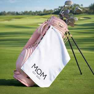 Mum Established Year New Mum Gift White Black Golf Towel